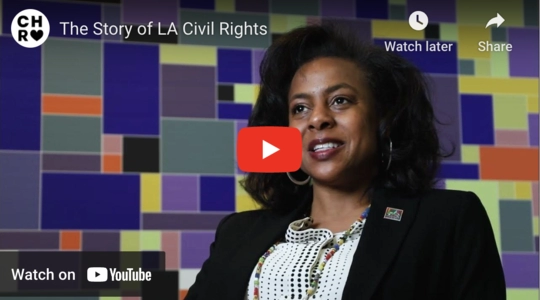 YouTube Video still of LA Civil Rights Executive Director Capri Maddox in the video "The Story of LA Civil Rights"