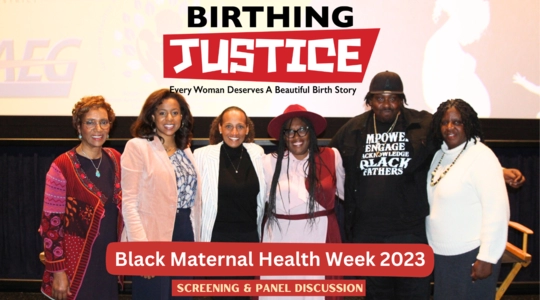 Birthing Justice screening on Black Maternal Health Week 2023. Screening and Panel Discussion.