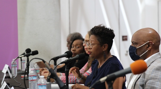 Reparations Advisory Commissioners at the California African American Museum event on April 22, 2023