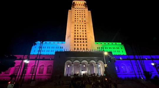 LA City Hall lit up in LA for All Colors 