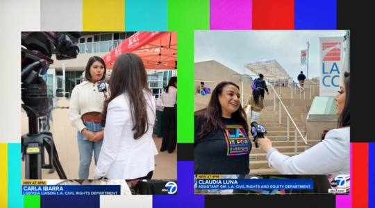 Photos of live television interviews