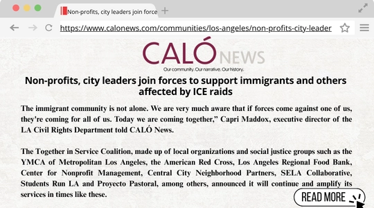 News graphic from CALO News with headline, news summary and link to original article