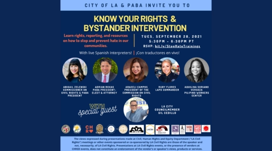 Know Your Rights & Bystander Intervention flyer