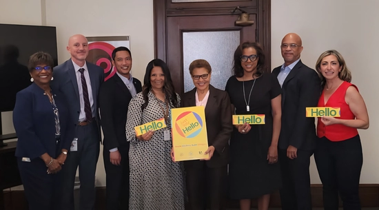 Mayor Karen Bass joins City leaders to debut the new LA Civil Rights' Just Say Hello Campaign launching in 11 languages in facilities citywide.