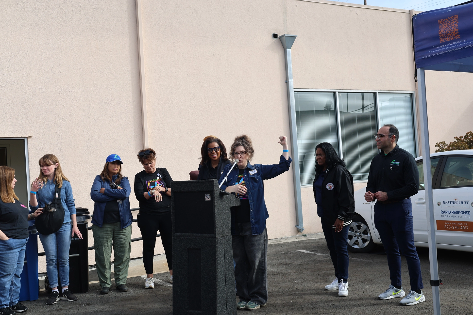 LACR Staffer at the Tom LaBonge Day Of Service podium