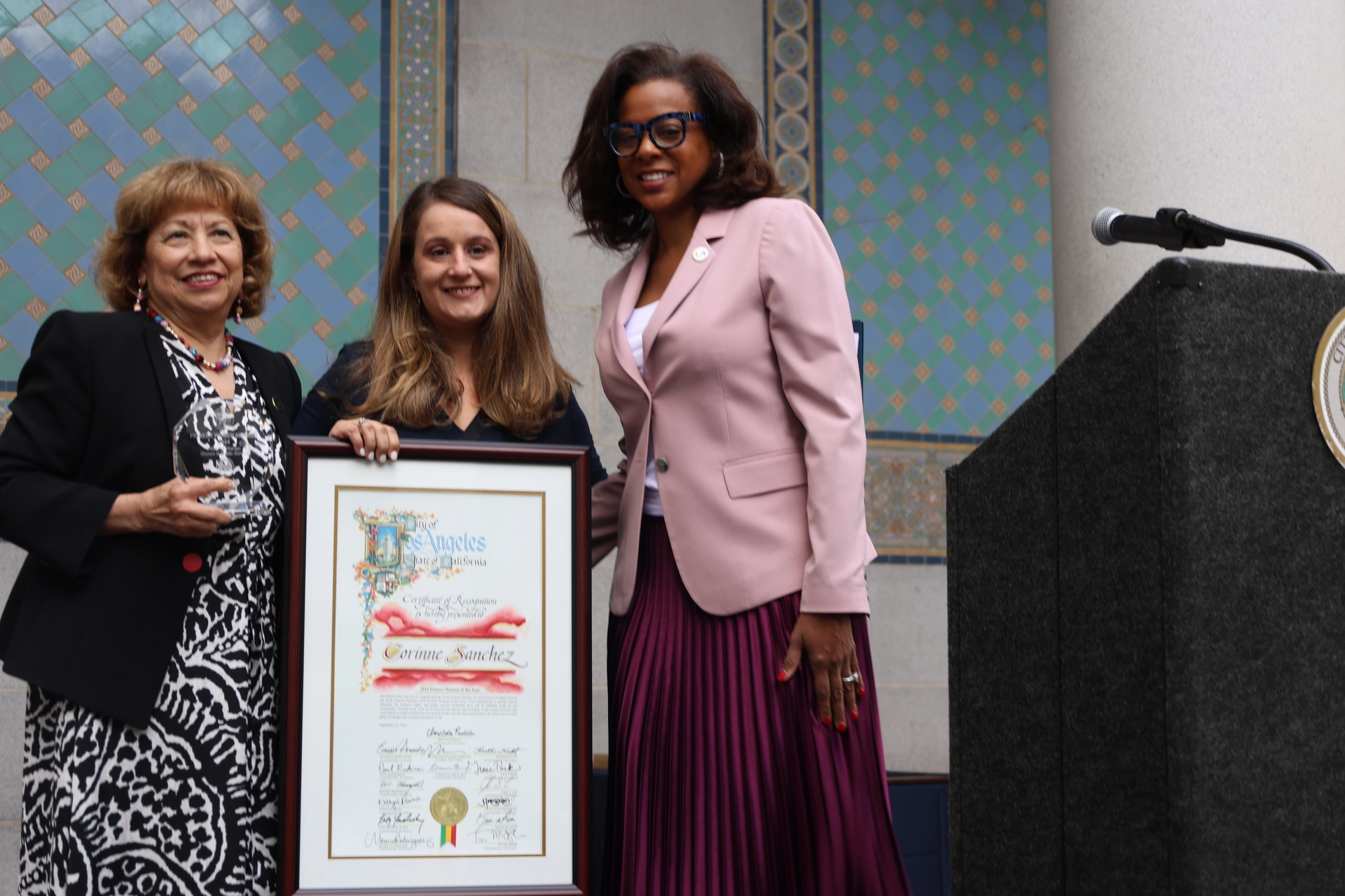 Councilwoman Imelda Padilla(CD6) with PWA honoree Corinne Sanchez
