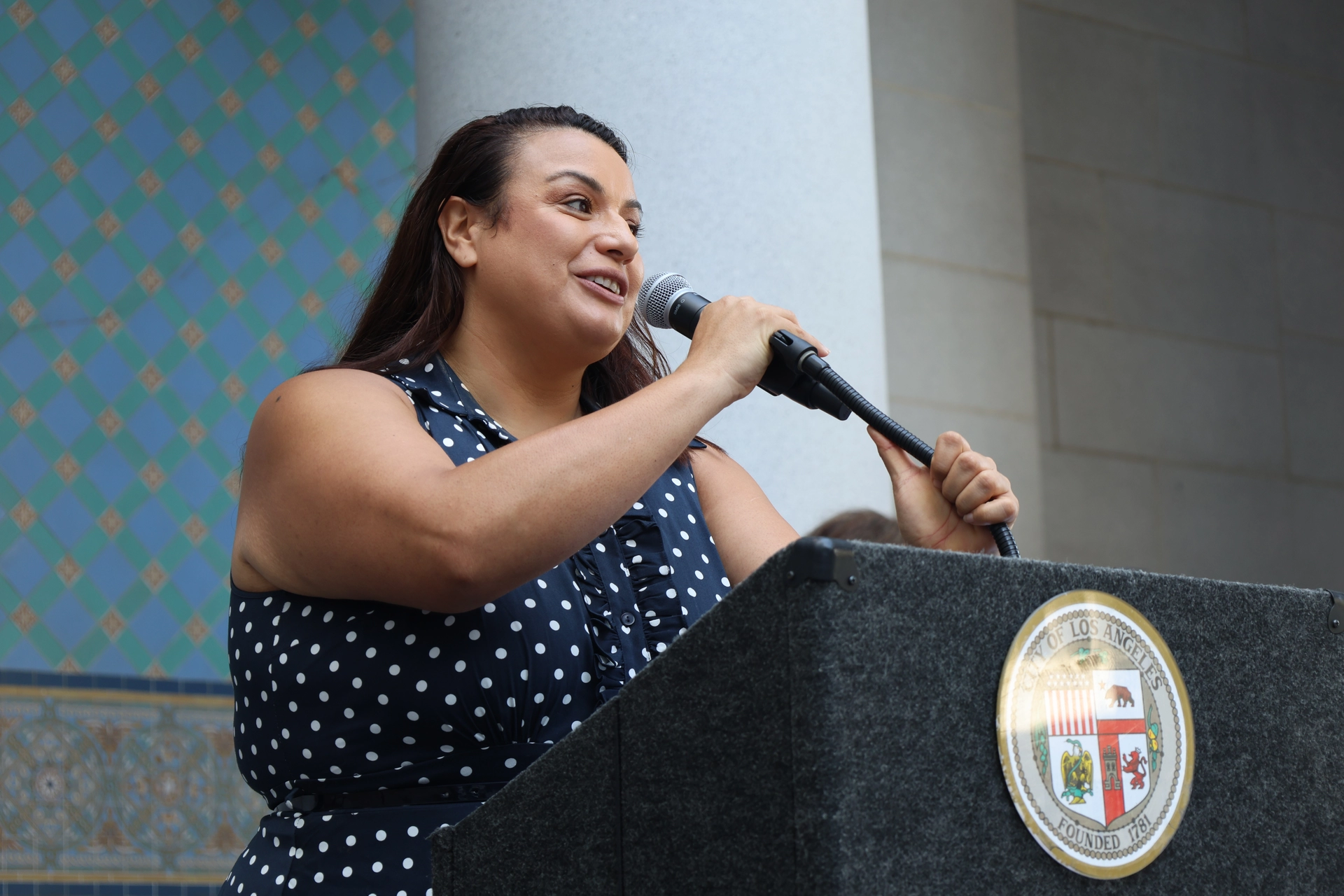 Assistant General Manager of Operations Caludia Luna giving remarks