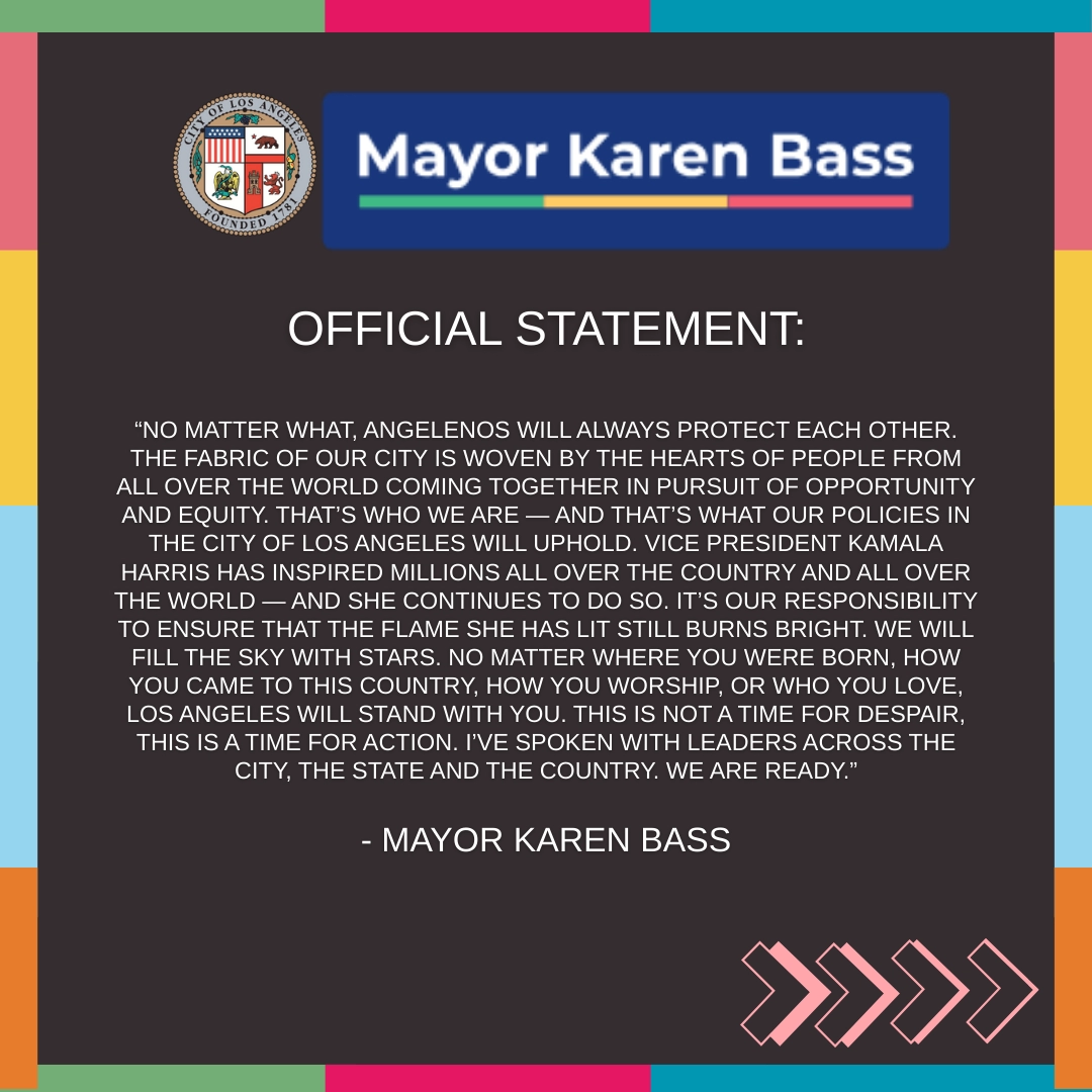 Mayor Bass Statement: Mayor Bass’s official statement. For full text, please visit Mayor Bass’s website.