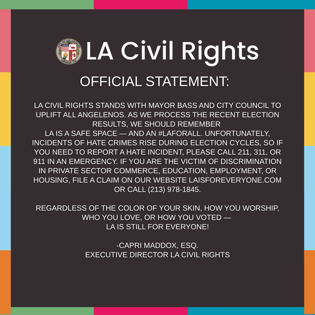 Executive Director Capri Maddox’s official statement. For full text, please visit LACR’s website.