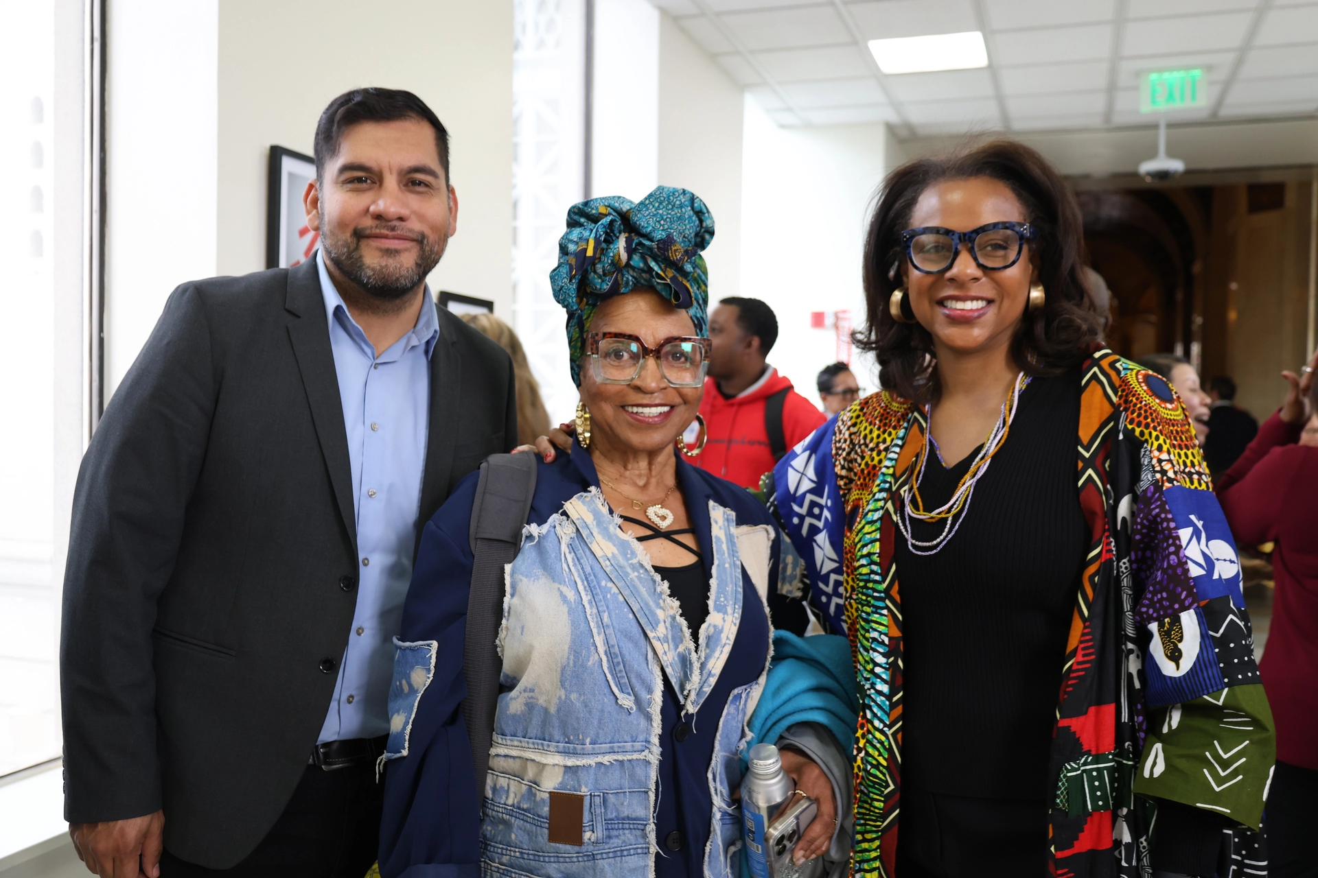 Councilmember Hugo Soto-Martinez and E.D. Capri Maddox at Leroy Hamilton's Ribbon Cutting Ceremony.