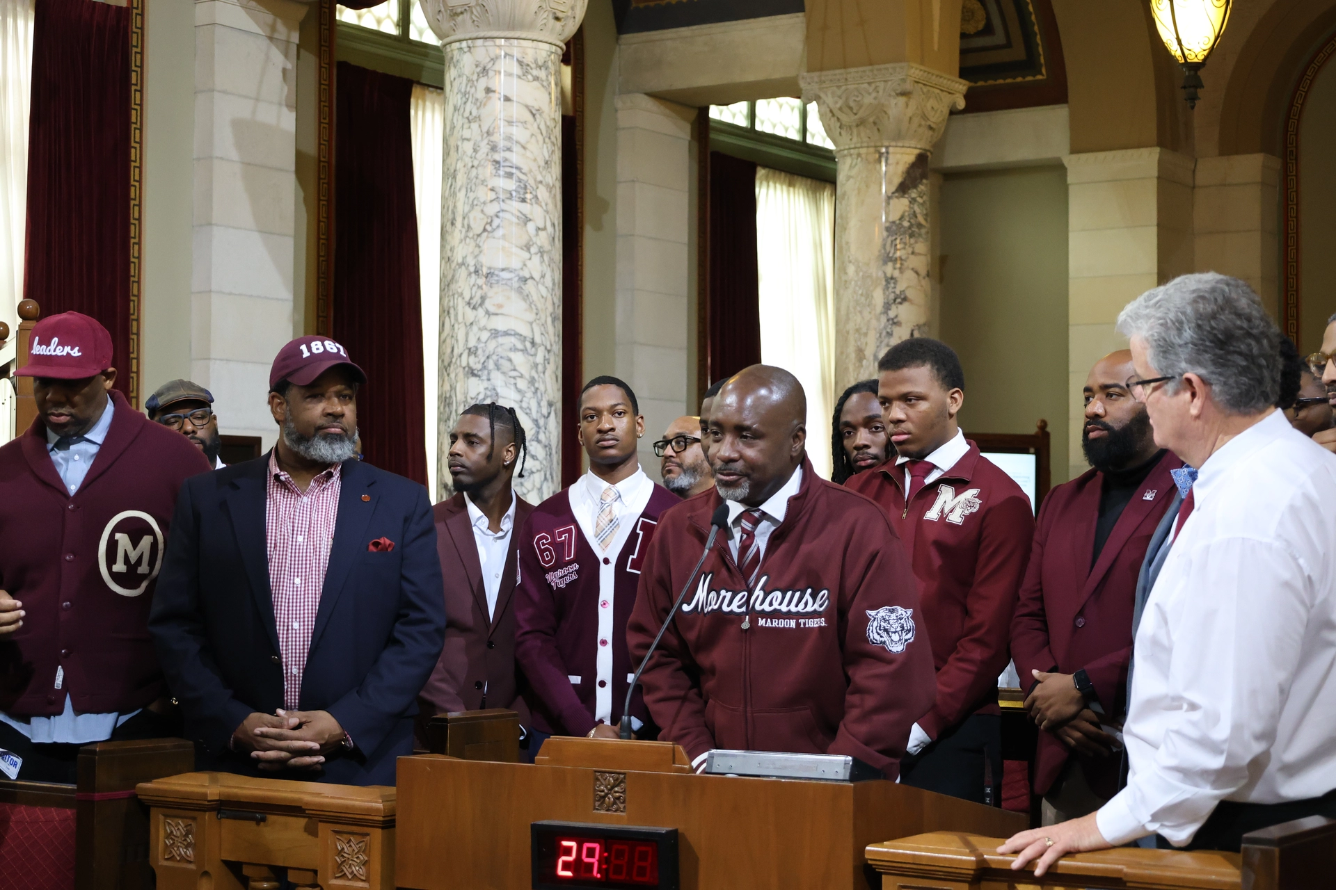 Morehouse College students and alumni are honored at City Council for a new initiative that they're launching.