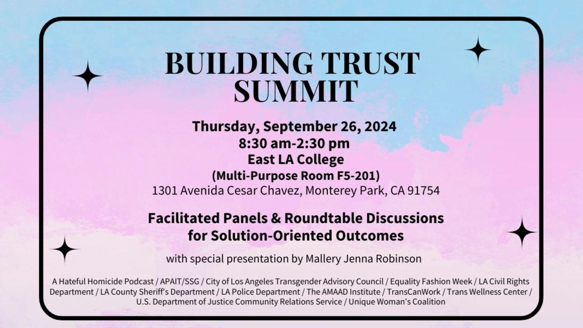 image of flyer promoting the upcoming Building Trust Summit