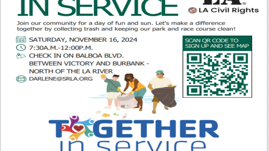 Flyer promoting the November 16 Community cleanup with Students Run LA