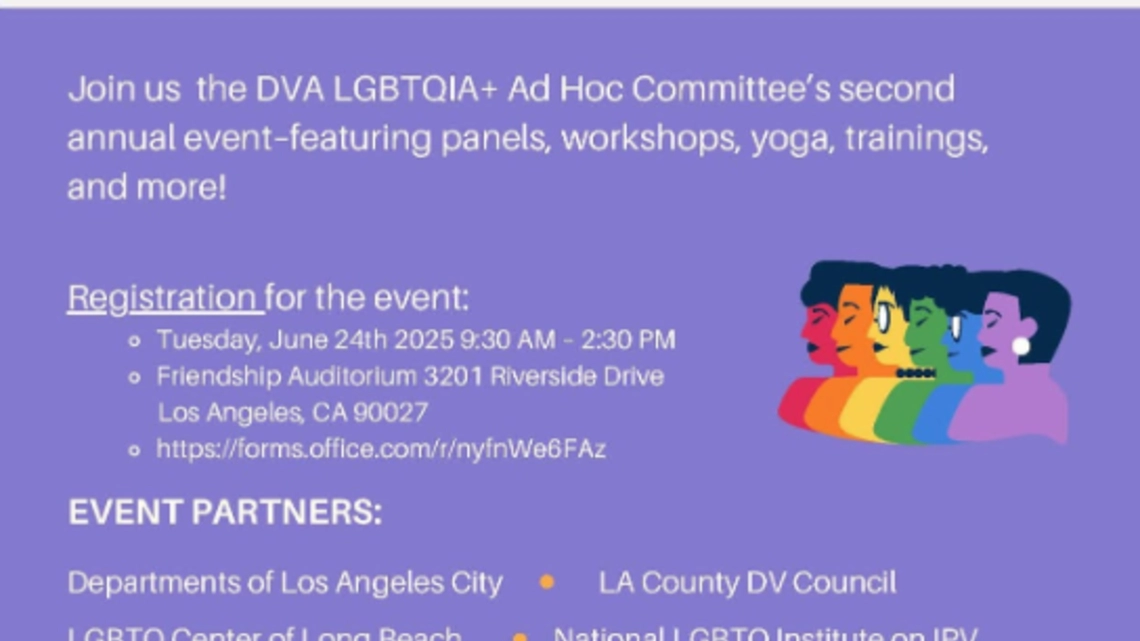 Flyer shows a rainbow of faces along with logo sponsorship and information for upcoming event