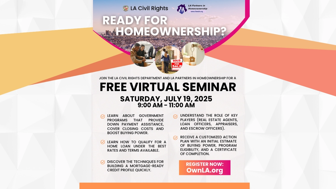 Flyer for a free virtual homeownership seminar happening July 19.