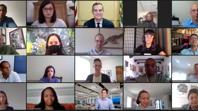Screenshot of Renew Pledge announcement zoom call meeting