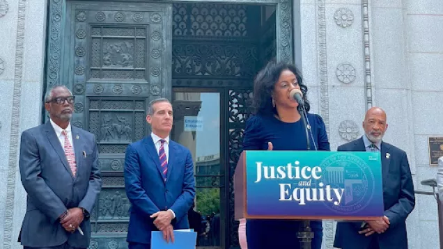 Capri speaking on Juneteenth