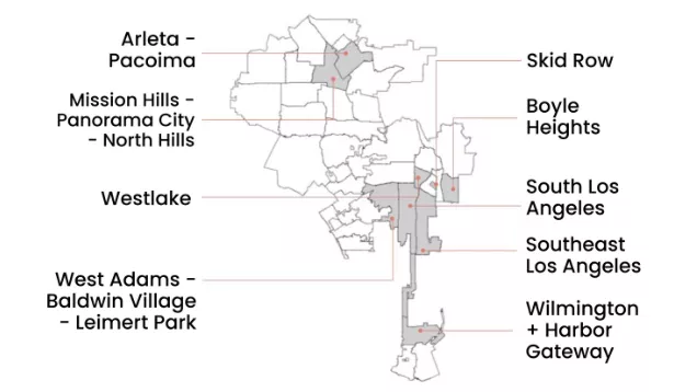 LA REPAIR Zones map