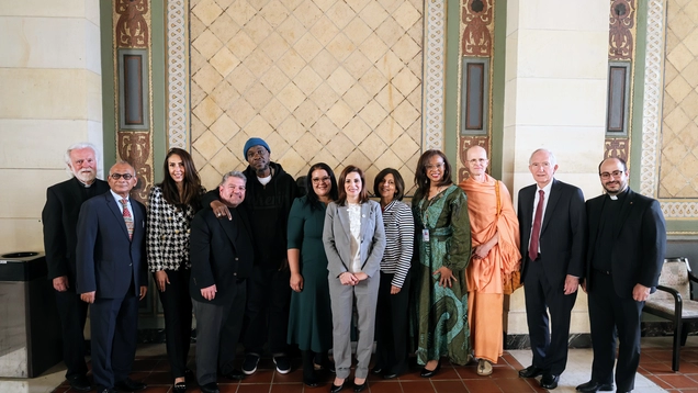 Group photo of LA Civil Rights staff with religious and spiritual leaders.