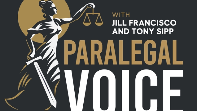 Logo for Paralegal Voice podcast with Jill Francisco and Tony Sipp  on Legal Talk Network