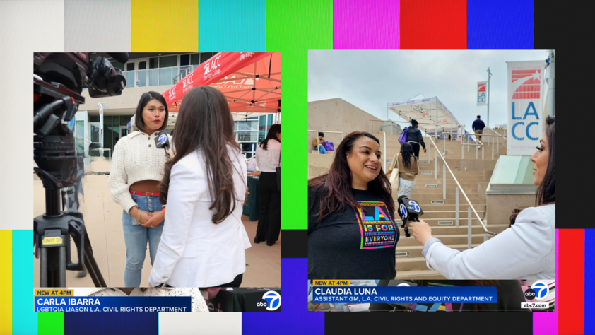 Photos of live television interviews